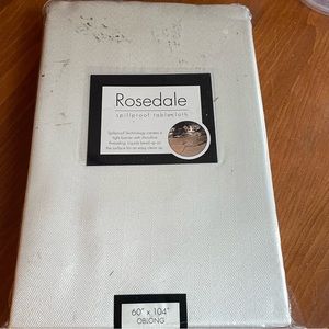 Benson Mills ROSEDALE Tablecloth 60” x 104” Cream Herringbone Style Spillproof